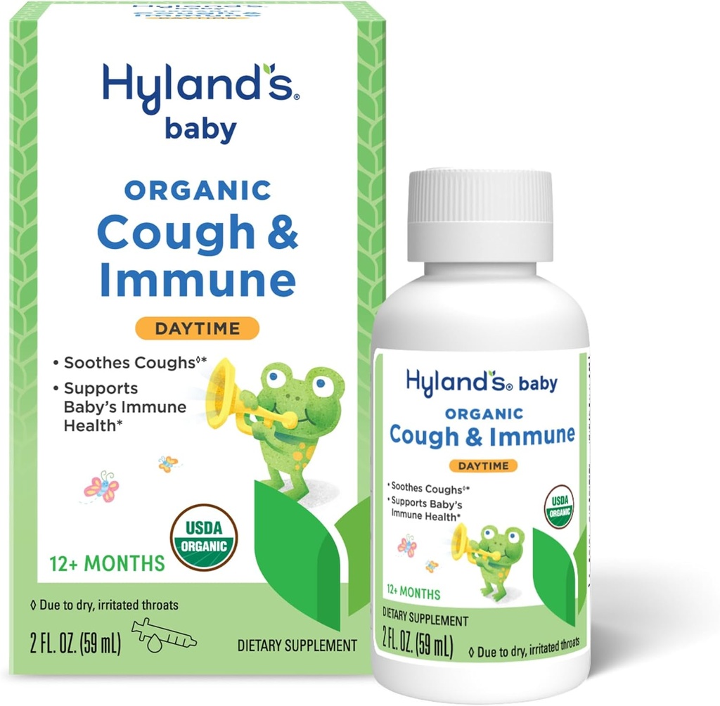 Hyland je Baby organické kašel Syrup a imunitní podpora s Agave, Elderberry a Pomegranate, uklidní kašel, a podporuje imunitu, Daytime, 2 Fl. Oz.