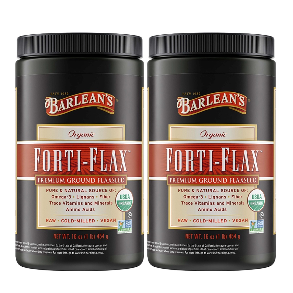 Barlean 's Forti- Flax Organic Flaxseed, Ground All Sur Seeds, Omega33 Supplement with Lignans and Dietary Fiber, Bulk Ground Flax Seed, 16 oz, 2 Pack