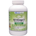 Wonder Laboratories EZ Omega-3 Atlantic Menhaden Fish Oil Supplement 2000 mg, Burless, Made in The USA, Dokonalá rovnováha EPA + DHA + DPA 180 Softgels