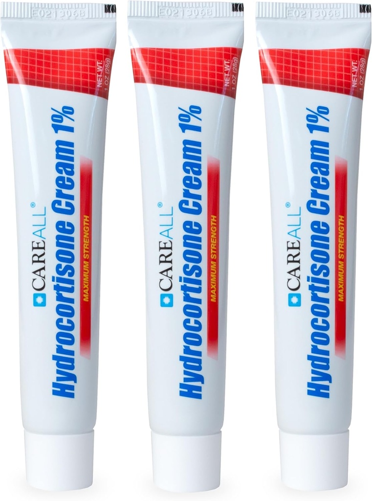 CareAll Hydrokortizon 1%, 1oz Tube (balení po 3), maximální síla anti- itch krém, úleva od svědění a zarudnutí od Bug Bites, Eczema, Psoriasis, Poison Ivy, Oak a Sumac