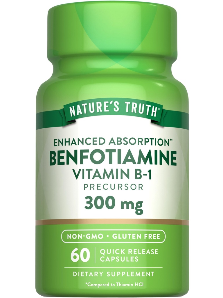 Nature 's Truth Benfotiamin PHAR124; 300mg PHARMAR 124; 60 Count PHARMAR 124; Non-GMO and Gluten Free Supplementer PHAR124; Vitamin B1 Prekurzor