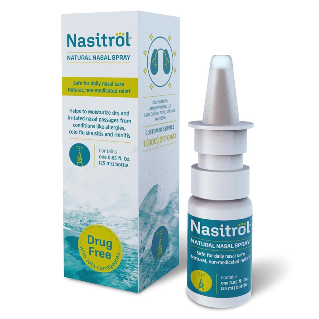 Natural Nasal Spray - All- Natural Saline Mist for Congestion and Daily Nose Care - Nasal Spray Essential for Cold and Flu Season - Okamžitá úleva pro dospělé a děti - 25 ml láhev