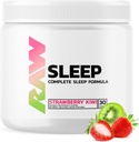 RAW Natural Sleep Aid Supplementary - Relaxation Enhancer & Mood Support with Melatonin, Magnesium, Zinek, L- Triptofan & Lemon Balm Extract to Relax & Conlax The Mind & Body - 30 Servings, Strawberry Kiwi