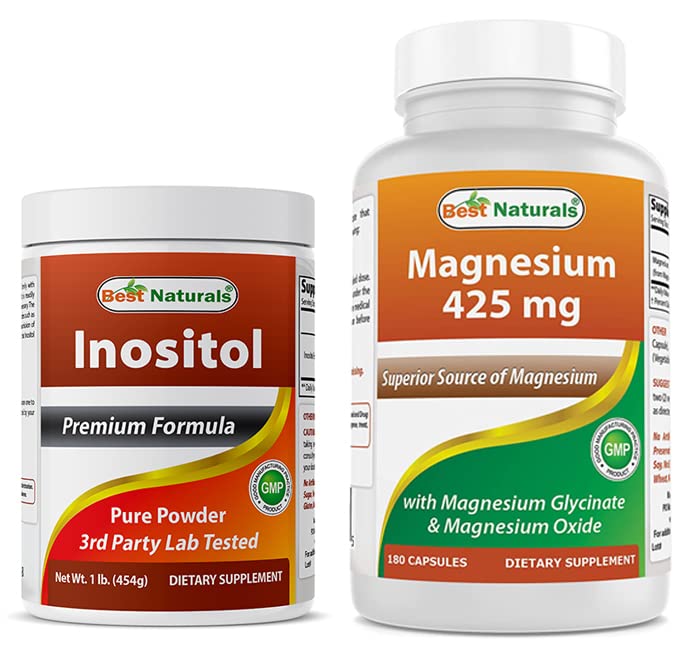 Nejlepší Naturals Inositol Powder 1 Lb & Magnesium Glycinate 425 mg
