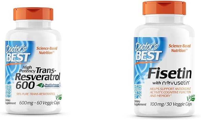 Doctor 's BEST Trans- Resveratrol 600 mg 60 Count & Fisetin with Novusetin 100 mg 30 Count