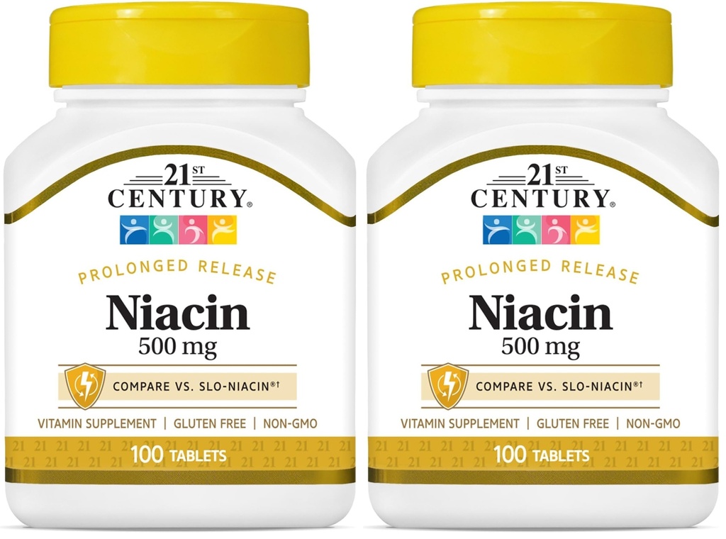 21. Století Niacin 500 mg tablety s prodlouženým uvolňováním, 100 Počet (27474) (Balení po 2)