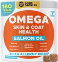 Omega 3 Aljašské přípravky na rybí olej pro psy (180 Ct) - Suchá a ltchy kůže + alergie - lesklé kabáty - EPA & DHA Mastné kyseliny - Natural Salmon Oil Chews - Kuřecí krůta