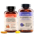 NatureWise Curcumin Turmeric 2250mg & Flaxseed Oil 1200mg Omega 3 6 9 Softgels for Joint, Heart & Imunitary Support [1 a 2 měsíční dodávky]