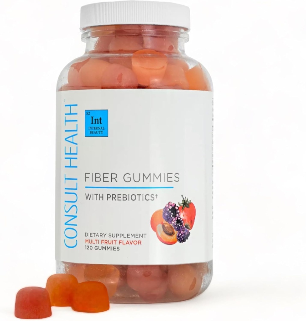 Consult Health Fiber Supplement Gummies - Cukr zdarma Multi ovocný příchuť - 6g Prebiotická rostlinná směs - 120 Počet