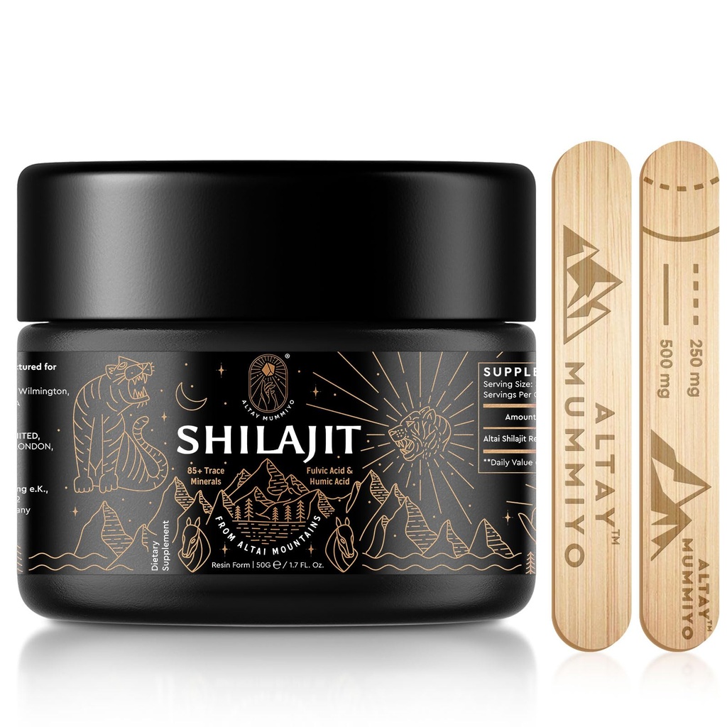 Shilajit Resin s Fulvic Acid & Trace Minerály, Original Sibirian Shilajit Pure s 85 + Humic Acid Supplementer gel pro energii a imunitní systém - 100 Serving / 50g