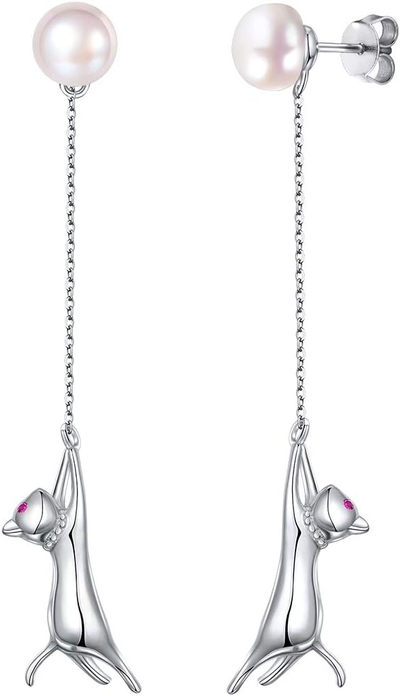 SILVERCUTE 925 Sterling Silver Earring for Women, Silver Cat / Dinosaur / Devil Horn / Leaf / Snake / Skeleton Různé študové náušnice nebo ušní poutka