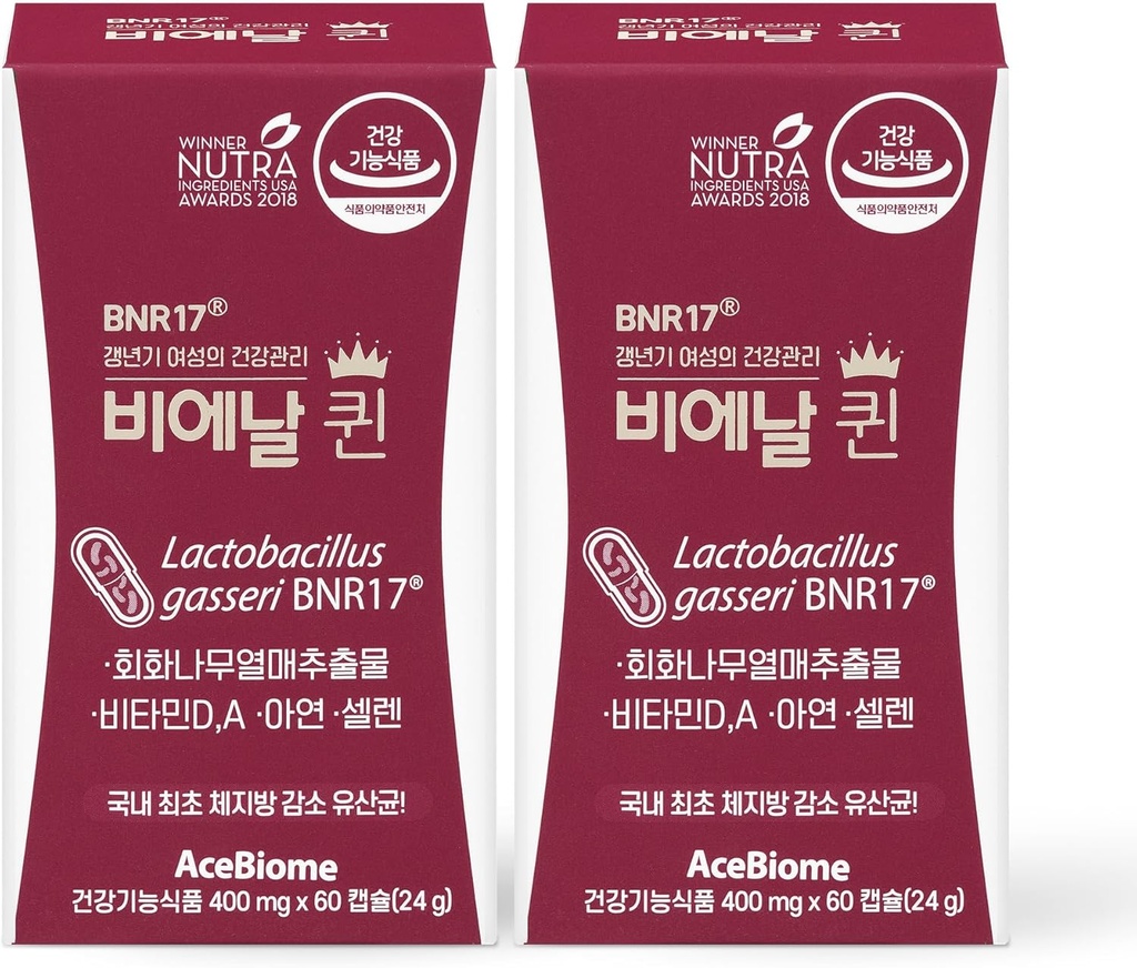 Bnr Queen, Menopauzální podpora Probiotika pro ženy, 10 Milionů CFU Garantované, Lactobacillus gasseri BNR17, 60 Kapsle x 2 balení
