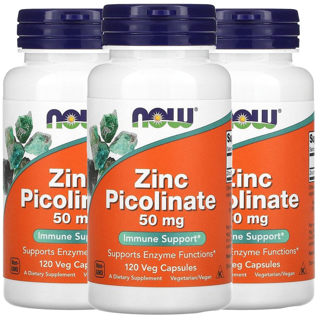 Foods Now Foods Zinek Picolinate, 50 mg, 120 Veg Kapsle, 3 balení