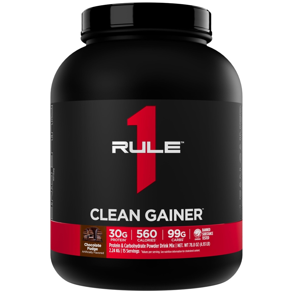 Pravidlo 1 Clean Gainer - High-Protein Lean Gain Formule s 560 kalorií, 30g Full-Spectrum Protein, Over 90g Carbs, Under 6g of Fat (15 Serings, Chocolate Fudge)