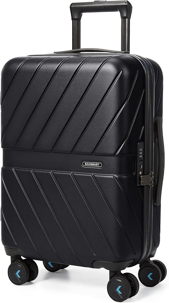 BAGSMART Carry On Bags 22x14x9 Airline Schváleno s TSA Lock, 1OO% Polykarbonát Hardside zavazadla s otočným kol, odolné tvrdé Shell Carry on Suitcase 20 palců černá