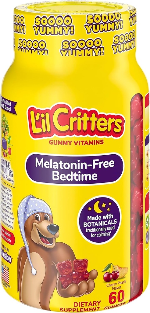 L 'il Critters Melatonin-Volný Bedtime Dietní dodatek pro děti, 60 Gummies