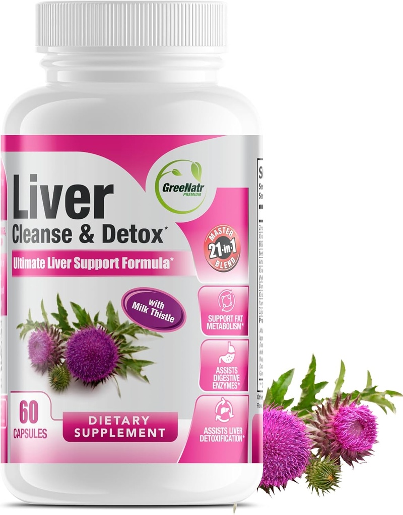 GreeNatr Játra vyčištění Detox & opravy Formule - Mléko Thistle, Berberine, Ginger, Beet Root, Pampeliška Kořen, Artichode Extract, a Chanca Piedra pro optimální podporu jater (1 láhev)
