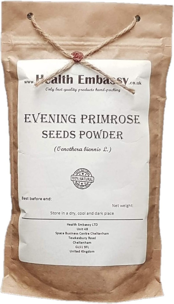 Zdravotní velvyslanectví Večerní Primrose Seeds Powder 124; Oenothera biennis L 'I124; (50g)