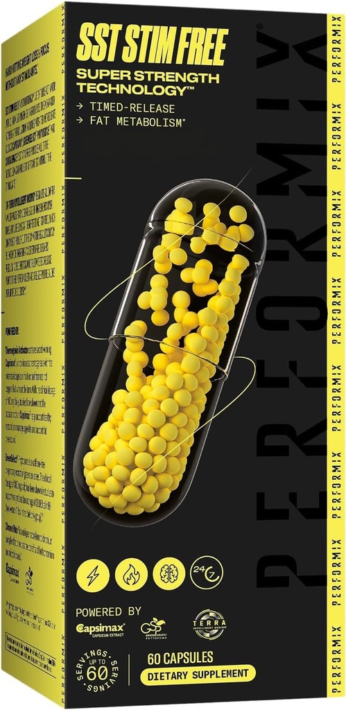 PERFORMIX SST Stim Free Super Strength Technology - Non- Stimulant, Timed- Uvolněný energetický booster - L- Carnitin & Ashwagandha - Předcvičení dodatek, Fitness cíle pro muže a ženy - 60 Kapsle