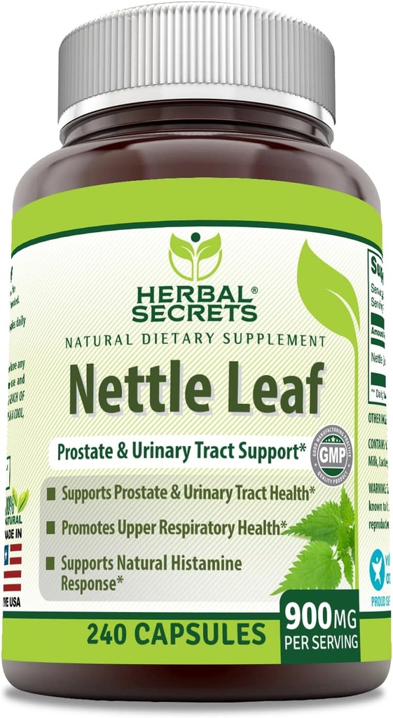 Bylinné tajemství Nettle Leaf 900 Mg Per Serving 240 Kapsle Dodatek - Podporuje močový trakt a prostata - Podporuje horní dýchací zdraví