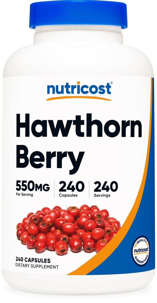 Nutricost Hawthorn Berry Kapsle 550mg, 240 Kapsle, Vegetarian Friendly, Non- GMO & gluten zdarma