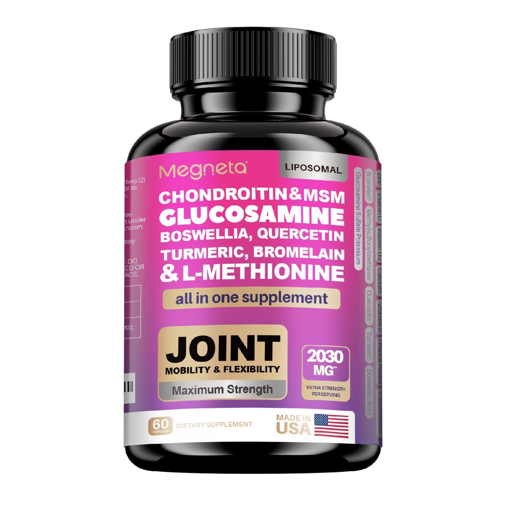 19- in-1 Společné podpůrné kapsle Glucosamine Chondroitin Turmeric Msm Boswellia - Společná podpora doplněk pro kosti, záda, kolena, ruce společné zdraví