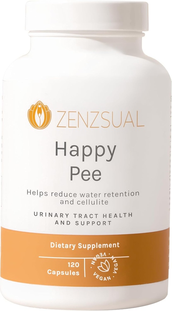 ZENZSUAL Happy Pee - Podpora močových cest s organickým brusinkovým a D- Mannose - Komplexní podpora bolesti močových cest pro ženy - 120 Kapsle