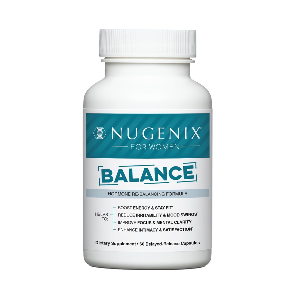Nugenix pro ženské rovnováhy - Hormonální rovnováha pro ženy, Zvýšení energie, Zlepšit zaměření a duševní jasnost, Obnovit hormonální rovnováhu, Menopauza, Ashwagandha KSM-66, Turmeric, Vitamin D, DIM, 60 Počet