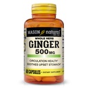 MASON NATURAL celý Herb Ginger 500 mg, 2 měsíční dodávka, přírodní bylinný dodatek, 60 Kapsle