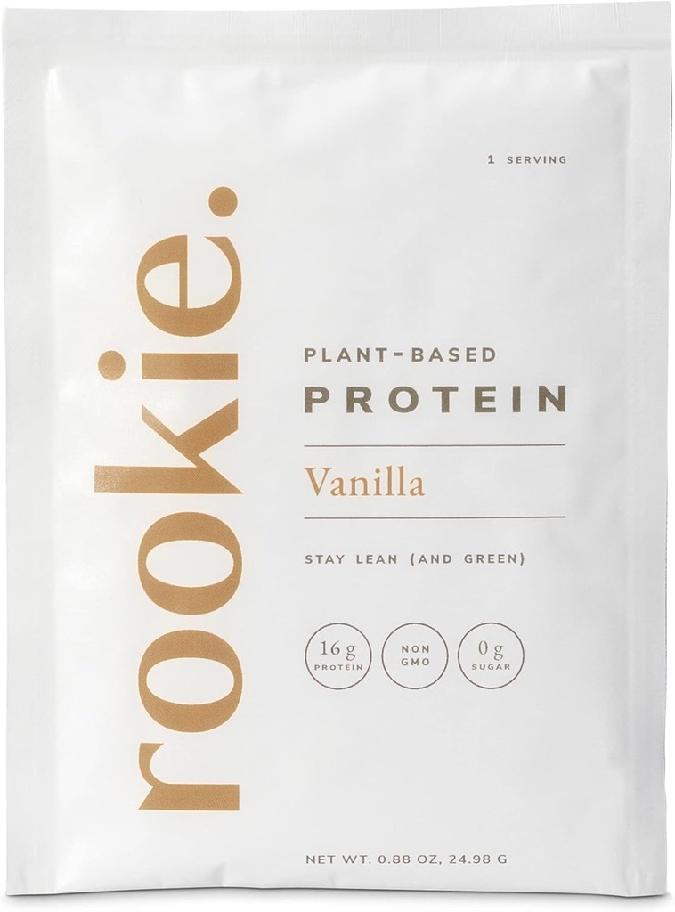 Rookie Wellness plant- based Probiotic Protein - Organic Pea Protein Powder with Complete Amino Acid Profile, Gut- Health Prebiotics & Probiotics, & Over 25 Vitamins & Minerals (10 Sachets, Vanilla)