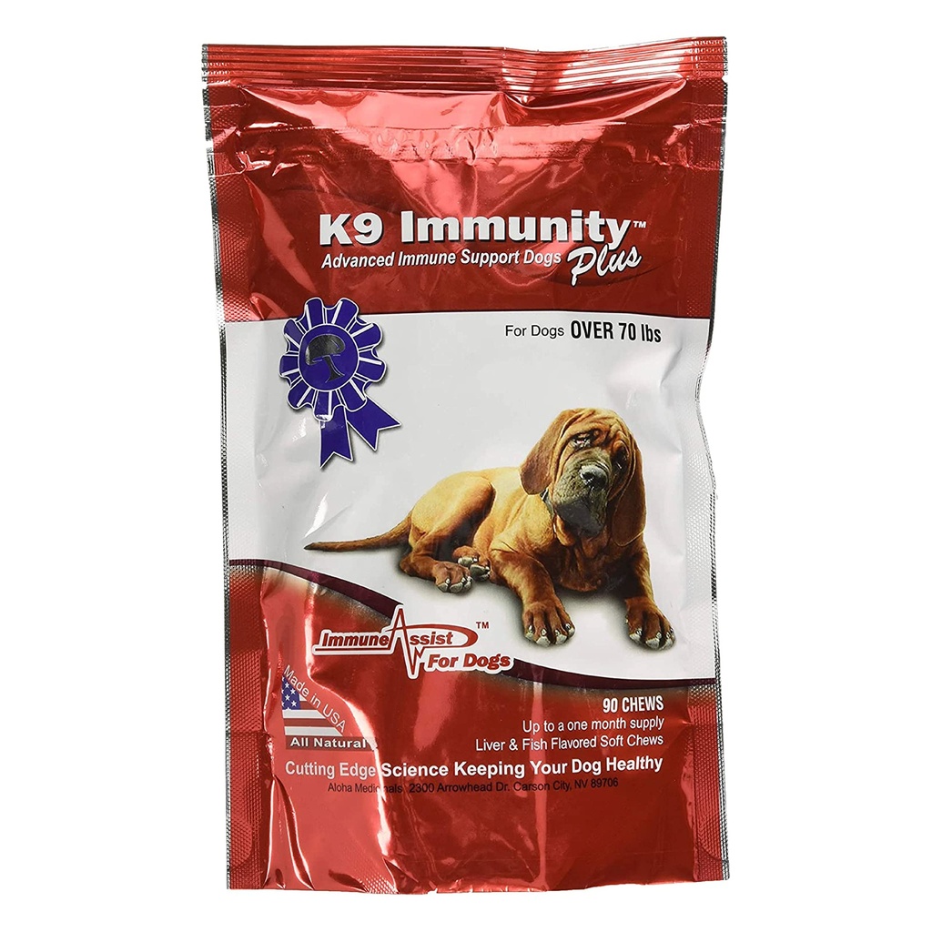 Aloha Medicinals - K9 Imunity Plus - Potenciální imunitní booster pro psy nad 70 liber - 90 měkkých žvýkaček
