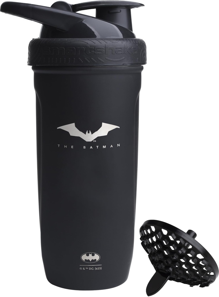 Smartshake DC COMICS Reforce Stainless Steel Shaker Bottle 900 ml OF 124; 30 oz - Leakproof Screw-on Lid - BPA Free - Unisex - Neizolovaný - Batman