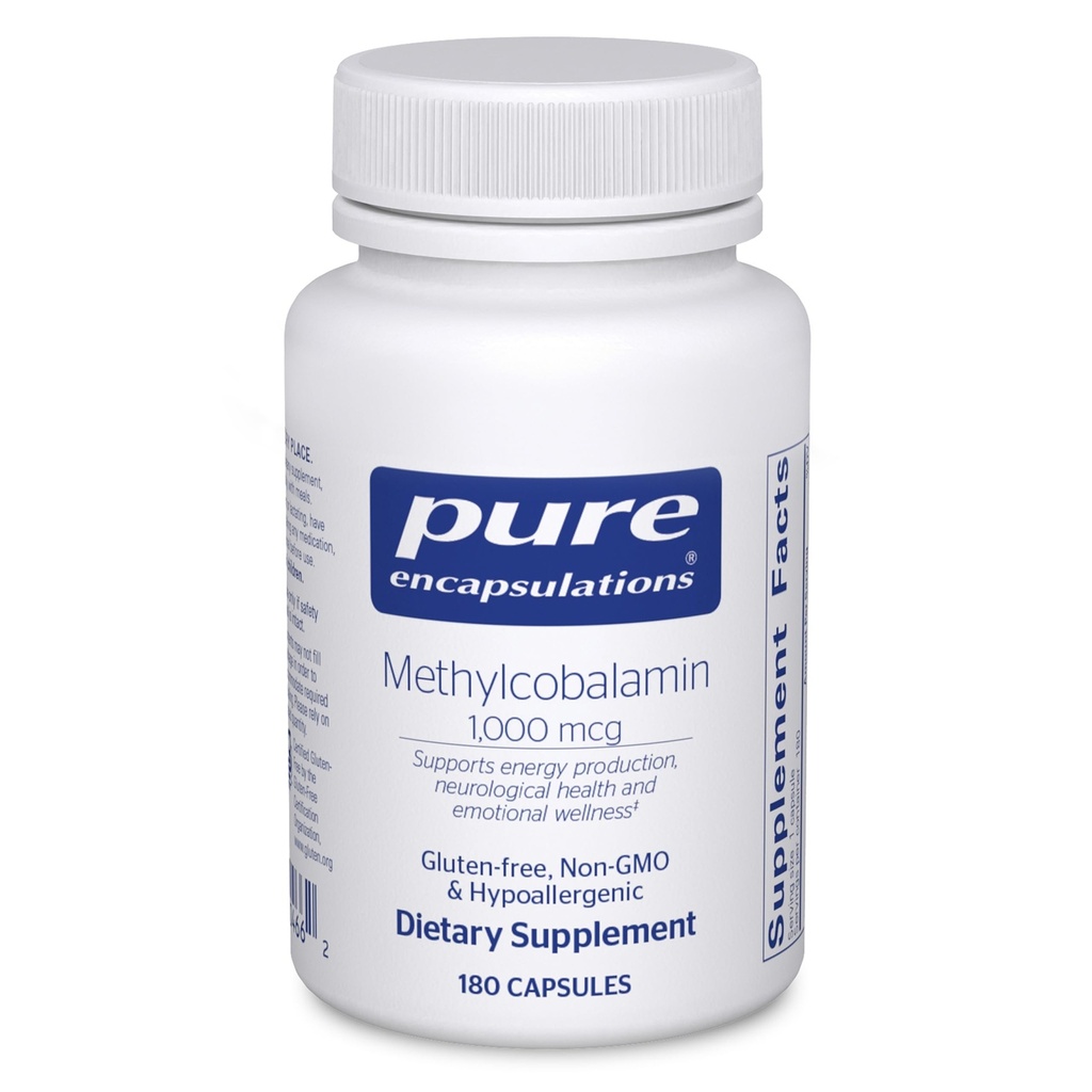 Čisté enkapsulace Methylkobalamin 1000 mcg - vitamin B12 dodatek k podpoře paměti a nervového zdraví - Premium vitamin B12 Kapsle - 180 Kapsle
