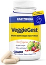 Enzymedica, VeggieGest, Dědičné Enzymy, Podporuje příležitostný plyn & Bloating Relief z High Fiber Strava, pro Vegan & Vegetariánské diety, Enzyme Blend pro stravovací zdraví, 60 Počet