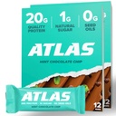 Atlas protein bar, 20g protein, 1g cukr, čisté přísady, gluten zdarma, mátový čokoládový chip (12 Počet, balení po 2)