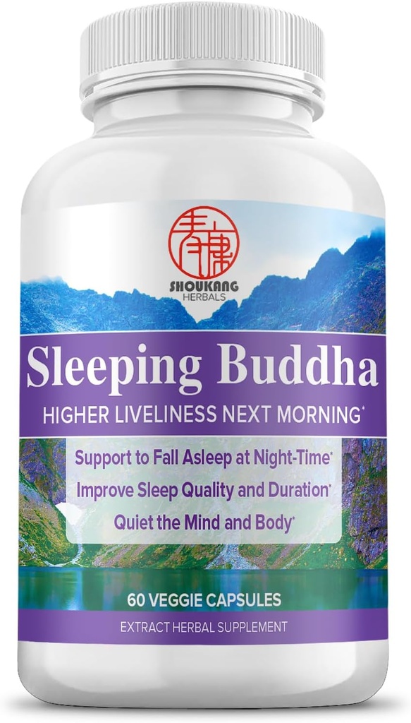 Bylinné čínské léky doplňky pro kvalitu spánku a trvání, Spící Buddha HERBALS, Tiché Mysl a Tělo, 60 Kapsle