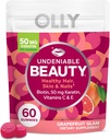 OLLY Nepopíratelné Krása Gummy, Pro vlasy, Kůže, Hřebíky, Biotin, Vitamin C, Keratin, Žvýkací dodatek, Grapefruit, 30 denní dodávky - 60 Počet