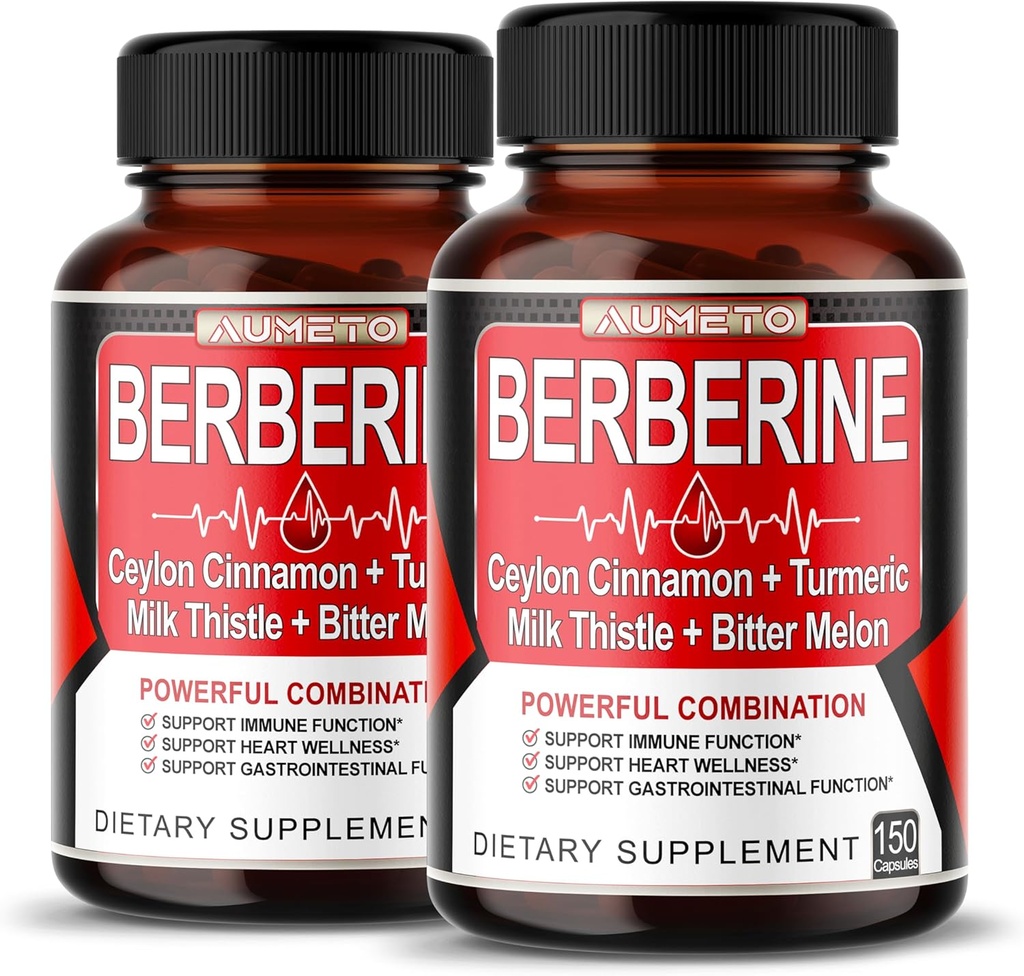 8 v 1 Dodatek Berberine - Per Capsule Provides - Podpora trávení, imunita - s Cejlon Skořice, Mléko Thistle, Turmeric, Hořlavé Melon