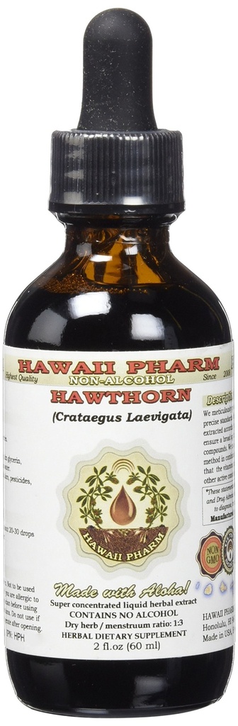 Hawthorn Alcohol- Free Liquid Extract, Organic Hawthorn (Crataegus Laevigata) Sušený Berry Glycerite 2 oz