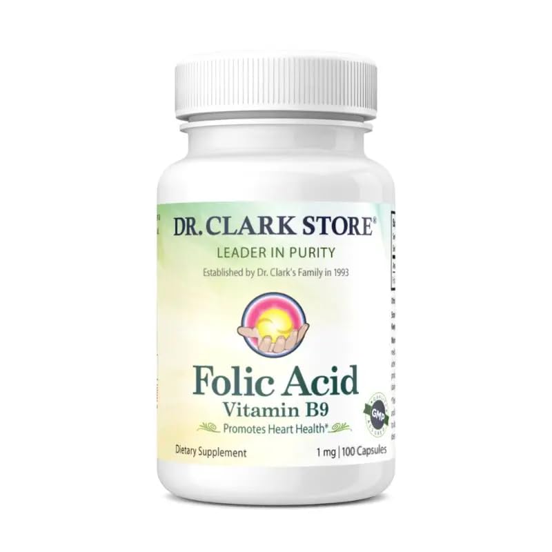 Doplněk Dr. Clark Folic Acid (vitamin B9) - 1mg, 100 želatinových kapslí, esenciální B vitamin pro denní zdraví