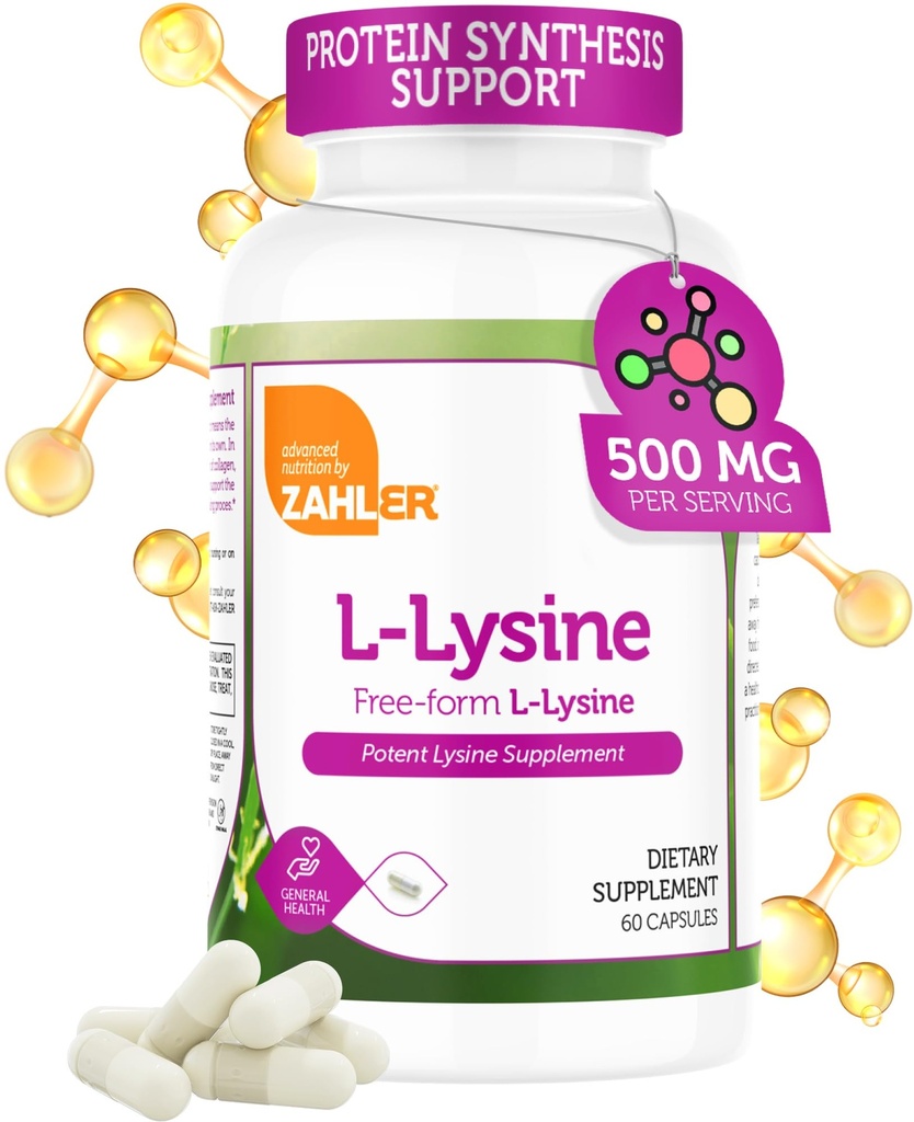 Zahler L- Lysin 500mg, Freeform L- Lysinový dodatek, Kosher 60 Kapsle
