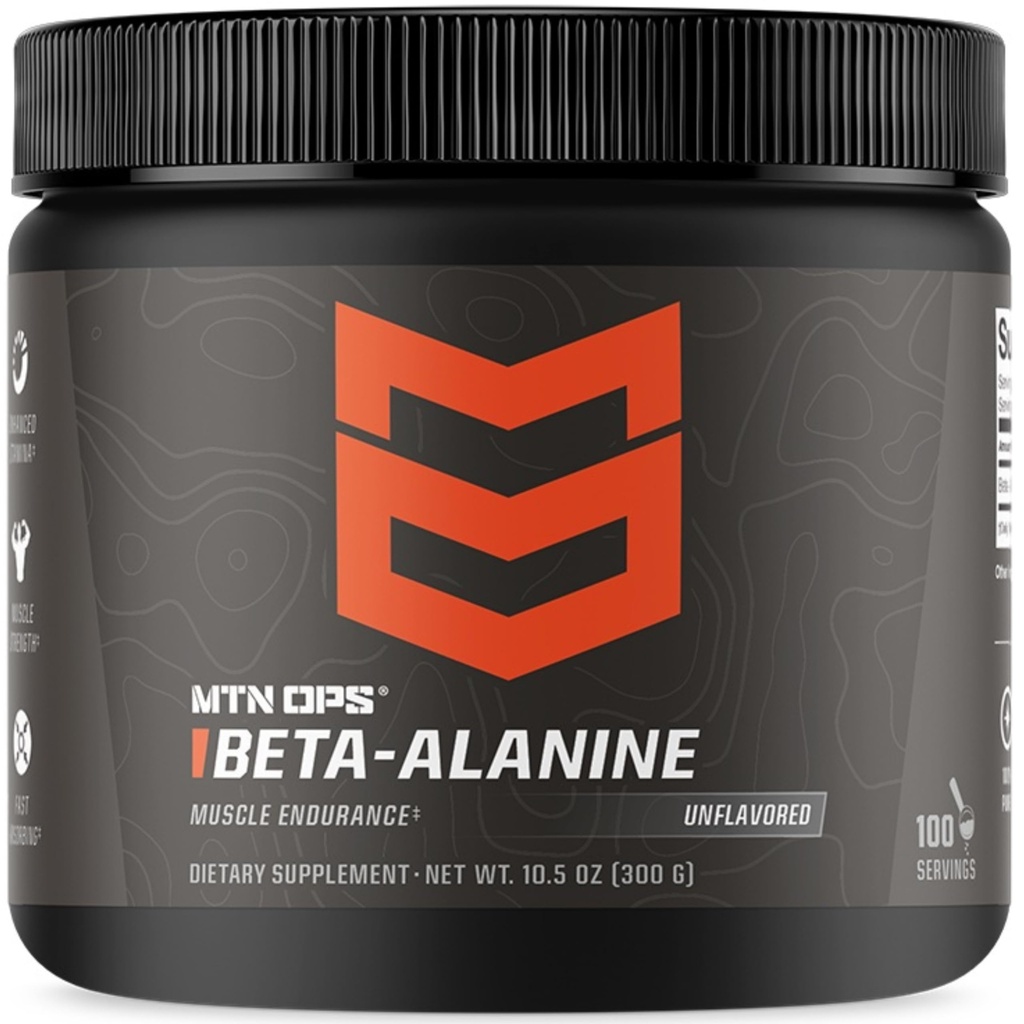 MTN OPS Beta Alanine Powder Pre Workout pro svalovou vytrvalost a sílu, 3g Beta Alanine per Serving, Neochucené 100 Služeb