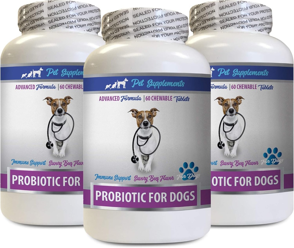 Dobře a dobrý pes průjem - PROBIOTIC pro psy - Zdravý Gut - Stop plyn průjem a špatný dech - Digestive Boost - Psí probiotika Průjem - 3 Lahve (180 procedur)