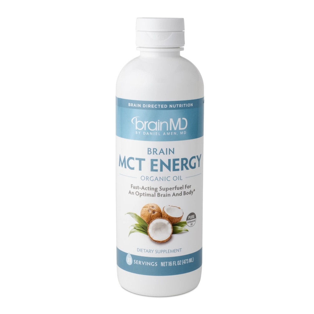Dr. Amen BrainMD Brain MCT Energy - 16 fl oz - Energy Support for Brain & Body - Zlepšuje zaměření a satiety - Clean & Fast Acting - Gluten Free - 31 Služeb