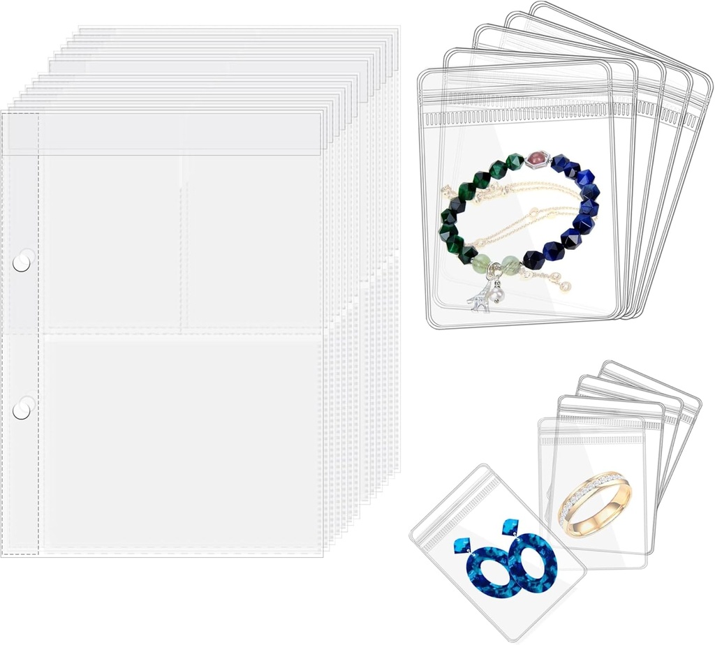 Cestovní klenotnictví Pořadatel Pouzdro Transparentní Šperky Skladování Book Binder Bag pro náušnice, prstence, Náhrdelník, Náramek, Vnitřní stránky a Pouce