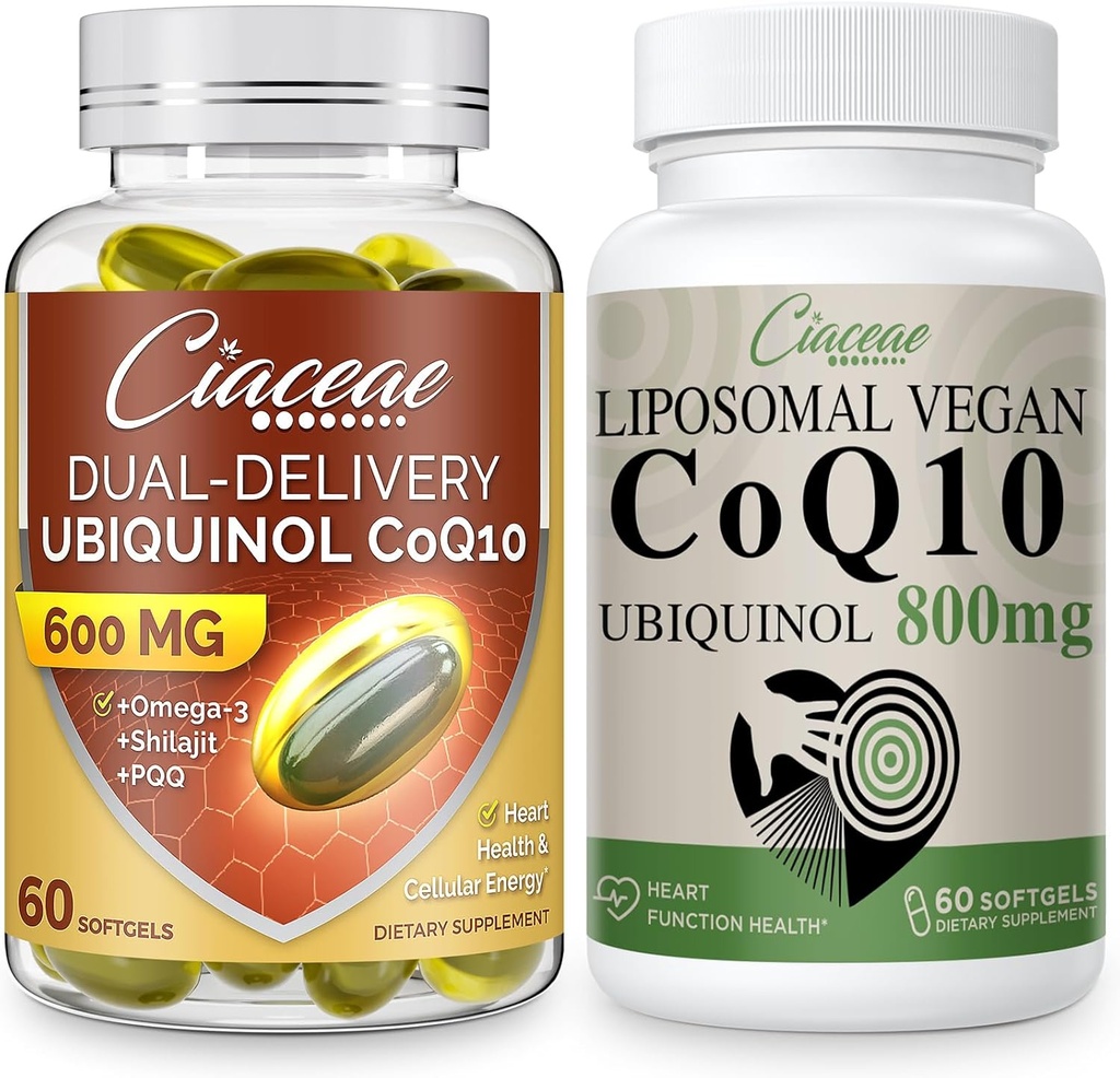 Lipozomal CoQ10 800mg 1PCS Bundle s Ubiquinol CoQ10 600 MG Softgels s Omega-3 & Shilajit & PQQ 1PCS