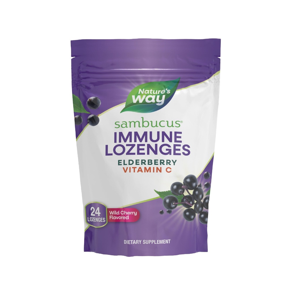 Nature 's Way Sambucus Imunity Lozenges, High Potency Vitamin C, Elderberry, Wild Cherry Ochucené, 24 Lozenges (Balení květen Vary)