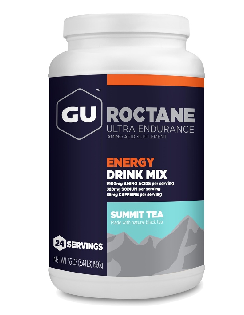 GU Energy Roctan Ultra Endurance Energy Drink Mix, Vegan, Gluten- Free, Kosher, 35mg kofeinu a Dairy- Free n-the- -Bean Energy for any Workout, 3.44- Pound Jar, Summit Tea