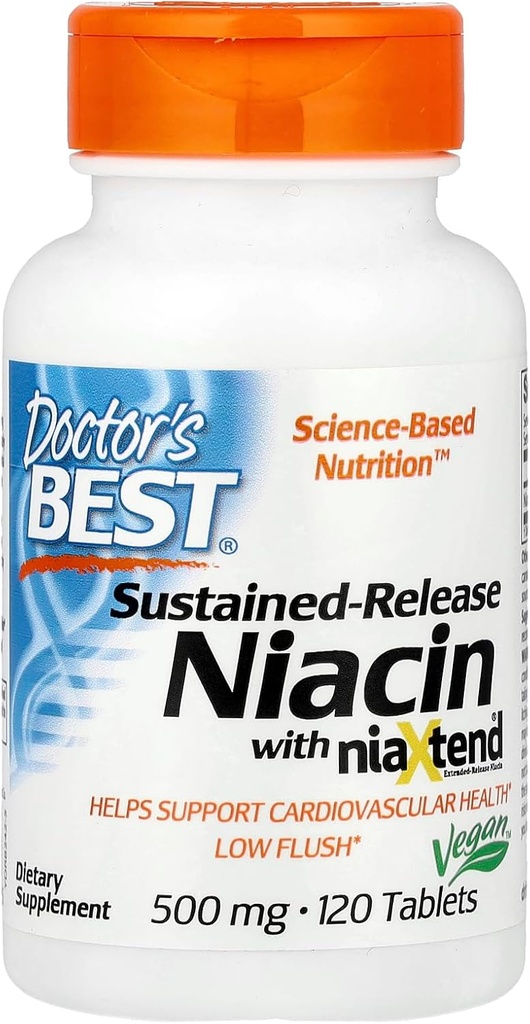Lékařův nejlepší skutečný niacin rozšířené uvolnění, 500 mg, 120 Počet