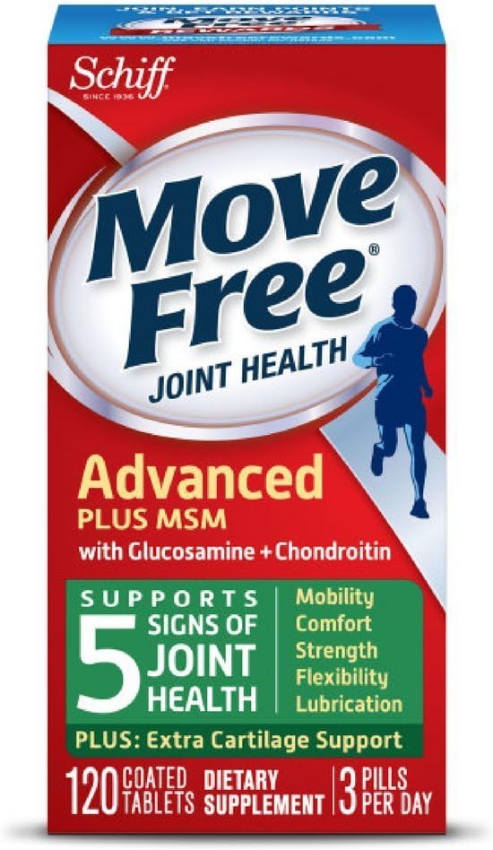 Move Free Advanced Plus MSM, 120 tablet - dodatek ke společnému zdraví s Glucosamine a Chondroitin (balení po 12)